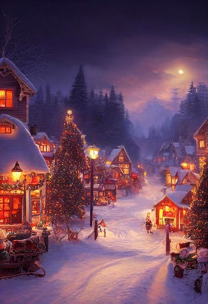 Helloween Wallpaper, Winter Christmas Scenes, Snow House, Merry Christmas Pictures, Christmas Landscape, Christmas Scenery, Christmas Town, Winter Scenery, Christmas Villages