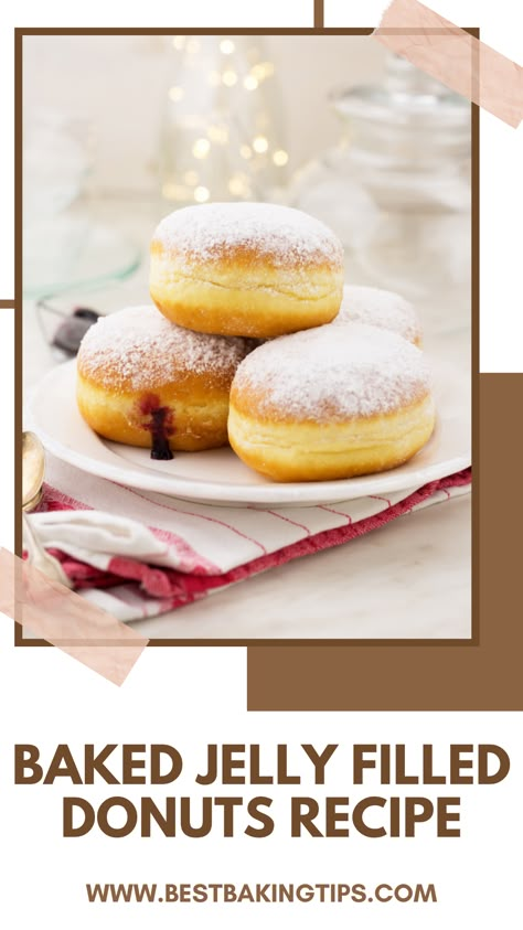 baking recipes, donuts, donut recipes, baking donuts, best baking tips Baked Long John Donut Recipe, Baked Jelly Filled Donuts Recipe, Jam Filled Donuts Recipe, Homemade Filled Donuts Recipe, Creme Filled Donut Recipe, Glaze For Donuts Easy, Jelly Filled Donuts Recipe, Jelly Donut Recipe, Jelly Donuts Recipe