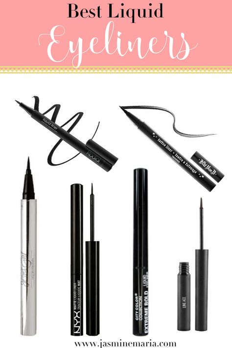 Best Liquid Eyeliners http://jasminemaria.com/2017/04/best-liquid-eyeliners/ Liquid Eyeliner Under Eye, Apply Liquid Eyeliner, Subtle Liquid Eyeliner, Eyeliner Brands, Liquid Eyeliner Pack, Eyeliner Shapes, How To Do Eyeliner, Winged Eyeliner Tutorial, Eyeliner Products