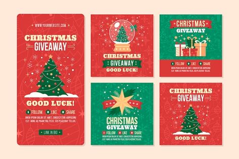 Free vector flat christmas giveaway inst... | Free Vector #Freepik #freevector #christmas-giveaway #christmas-social-media #christmas-instagram #christmas-pack Giveaway Instagram Posts, Christmas Social Media Posts, Christmas Social Media, Christmas Giveaway, Christmas Giveaways, Facebook Posts, Christmas Watercolor, Social Media Posts, Social Media Post