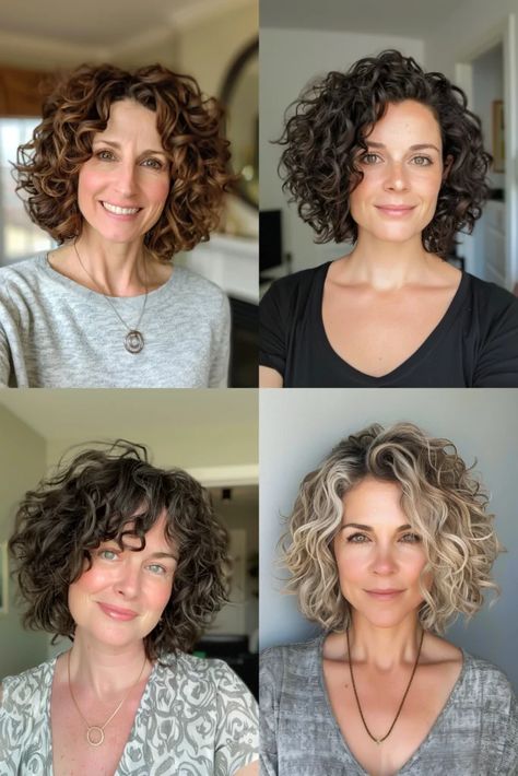 Short Curly Hair Balayage, Short Permed Hairstyles, Curled Bob Hairstyle, Short Curly Bob Haircut, Highlights Braids, Colorful Bob, Blond Curls, Long Curly Bob, Blonde Curly Bob