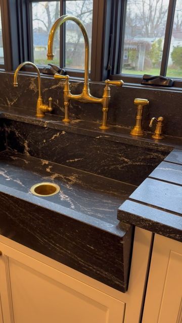 Raelyn Capozzi on Instagram: "Custom sink details by our senior designer @clairegambacorta 💫 . . . #sink #interiordesign #marble #kitchen #customhome" Marble Sink Kitchen, Marble Kitchen Sink, Farm Sink Kitchen, Black Marble Sink, Stone Sink Kitchen, Marble Kitchen Island, Custom Sinks, Granite Kitchen Sinks, Marble Sink