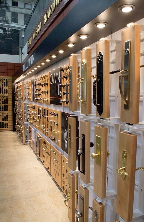 Hardware Shop Display, Hardware Store Interior, Handle Display Showroom, Hardware Store Design Interiors, Hardware Store Design Display, Hardware Showroom Display, Furniture Display Showroom, Hardware Shop Interior Design, Hardware Store Design