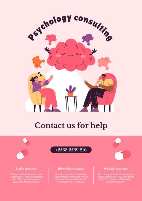 Poster Psychology Design, Psychology Posters Ideas, Psychology Posters Design, Counseling Advertisement, Therapy Poster Design, Psychology Graphic Design, Talk Poster Design, Counselling Poster, Psychology Aesthetic Art