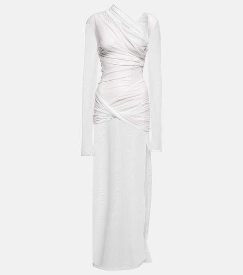 Jacquemus Dress, Expensive Dresses, Tulle Maxi Dress, Designer Dresses For Women, Asymmetric Neckline, Sheer Dress, White Outfits, White Maxi Dresses, Curator Style