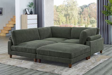 Sofa Budget, Sage Couch, Family Couch, Double Chaise Sofa, Corduroy Sectional, Tattoo Modern, Corduroy Upholstery, Deep Seated Sofa, Cozy Spot