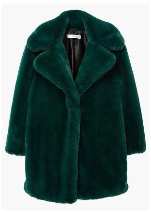 Mango MANGO Lapels faux fur coat Emerald Green Fur Coat, Green Fur Coat, Green Faux Fur Coat, Faux Fur Lined Coat, Fake Fur Coat, Mango Coats, Fur Lined Coat, Green Mango, Green Fur