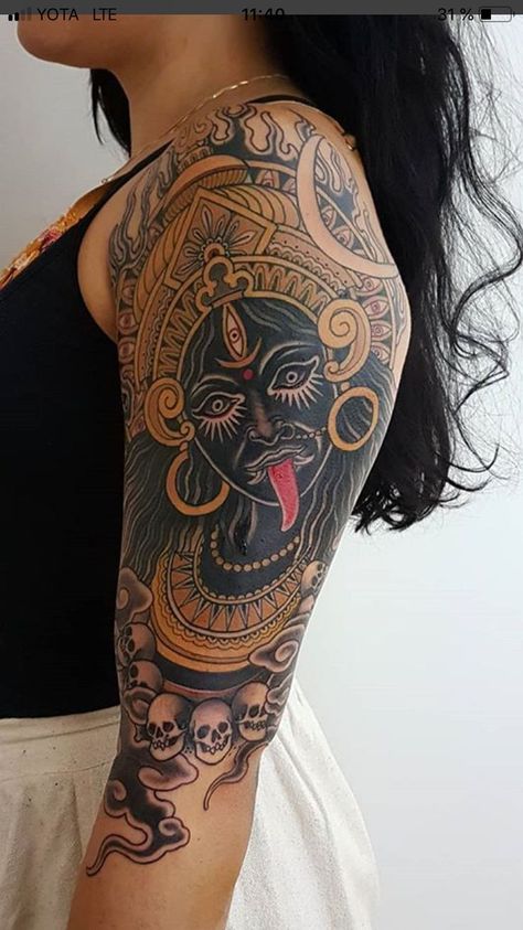 Spine Tattoos For Black Women, Tattoos For Black Women, Kali Tattoo, Hindu Tattoos, Backpiece Tattoo, Hindu Tattoo, Buddhist Tattoo, Tattoos Traditional, Mandala Tattoos