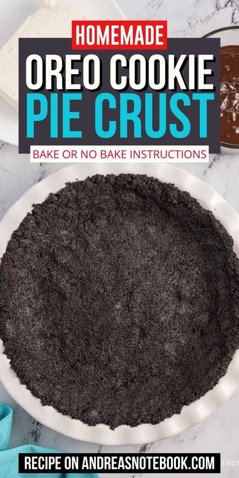 How to make an Oreo cookie pie crust recipe for no-bake pies or baked pies. Learn the pros and cons of baking or freezing. A chocolate Oreo pie crust is a great base for many kinds of pies. It's one of the easiest pie crusts and can be made as a no bake pie crust or you can bake it. There are benefits to both methods but you can't beat how quick and easy it is to make this Oreo pie crust recipe either way! No Bake Pie Crust, Oreo Pie Crust Recipe, Chocolate Oreo Pie, Oreo Cookie Pie Crust, Cookie Pie Crust Recipe, Oreo Crust Recipe, Cookie Pie Crust, Oreo Cookie Pie, Cheesecake Gluten Free