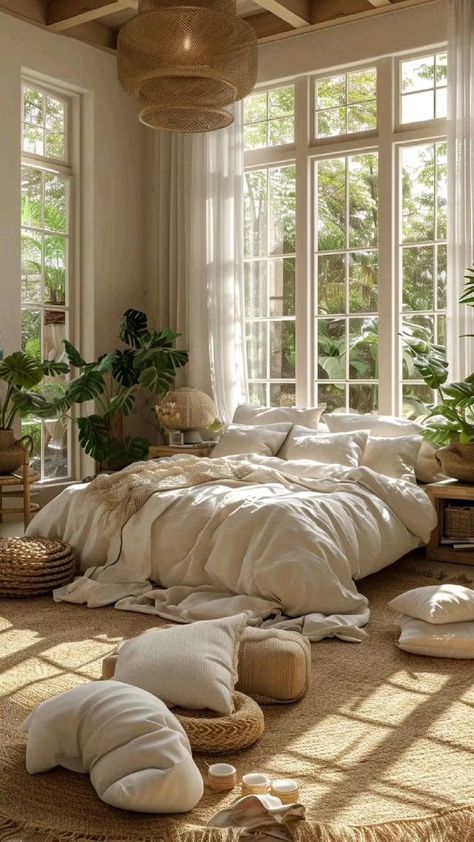 A beige bedroom retreat fit for the fluffiest of dreams! Dive into the sea of comfort, let the fluffy vibes carry you away, and make every bedtime feel like a cozy vacation. Who needs a golden ticket when you've got a beige bedspread? 🛏️🌿 #BeigeBliss #FluffyDreams #bedroomgoals #bedroominspo (Amazon aff) Chic Luxury Bedroom, Wooden Canopy Bed Bedroom Ideas, Big Bed Bedroom Ideas, Bloxburg Bed Ideas, Big Bedroom Ideas, Bloxburg Bed, Idea Bilik Tidur, Beige Bedding, Reka Bentuk Bilik Tidur