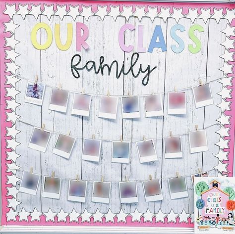 Teacher Family Bulletin Board, Kindergarten Classroom Pictures, Class Family Display, K4 Classroom Setup Ideas, First Grade Bulletin Board Ideas Back To School, Our Class Family Bulletin Board, Work Display In Classroom, I Had The Best Day With You Today Door, Classwork Display Ideas