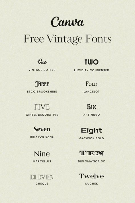 The Best Free Vintage Fonts on Canva | some type of font that is in different colors and sizes, with the words free vintage font. #ScriptFonts #HandwrittenType #CalligraphyInspiration #TypographyLove #FontObsessed Free Vintage Fonts, Fonts Minimalist, Masculine Font, Coffee Shop Designs, Free Typography, Handwritten Type, Fonts Vintage, Vintage Bakery, Coffee Shop Branding