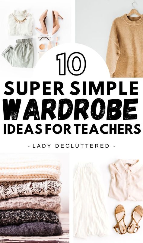 If you are a teacher and are in dire need to simplify your mornings, why not start your own DIY capsule wardrobe? Not sure where to begin? Check out these top capsule wardrobes for teachers to help you create yours today! #ladydecluttered #simpleoutfitsforteachers #simpletacherwardrobe #capsulewardrobes #capsulewardrobes2020 #simpleoutfits #simpleclothes #stressfreewardrobe Teacher Wardrobe Essentials, Capsule Wardrobe Teacher, Teacher Wardrobe Capsule, Teacher Capsule Wardrobe, Clothing Organization, Create Capsule Wardrobe, Minimalist Wardrobe Essentials, Project 333, Spring Teacher Outfits