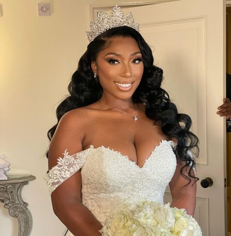 SHOP: Raw Hair Extensions on Instagram: "Gorgeous bride in our Raw bundles & Lace 🙏🏽💕⁠ Styled and installed by the amazing @moshbridal team ♥️ ⁠ ⁠ #hollywoodwaves #curls #bridal#waves #weddinghair #weddjnginspo #bridalinspo #weddingdress #weddingideas #weddingday #frontals #wigs #lacewigs #moshbridal #moshhairlondon #londonhairstylist #hairvirginity #weddinghair #bridalhair #bridalstylist #rawhair #rawhairuk #rawhairlondon #vietnamesehair⁠" Black Brides Hairstyles, Bridal Waves, Hair Design For Wedding, Jamaica Wedding, Hollywood Waves, Black Bridal, Frontal Hairstyles, Black Bride, Bridal Shower Dress