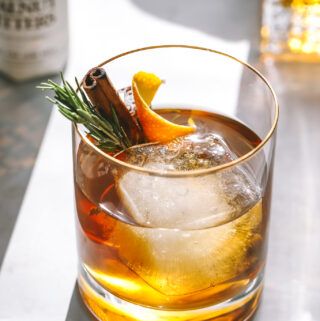 Old Fashioned Cocktail with Black Walnut Bitters - Cooking in my Genes Walnut Old Fashioned Cocktail, Black Walnut Bitters, Walnut Bitters, Ice Cube Melting, Bourbon Cocktails, Rosemary Sprigs, Prep Style, Old Fashioned Recipes, Old Fashioned Cocktail