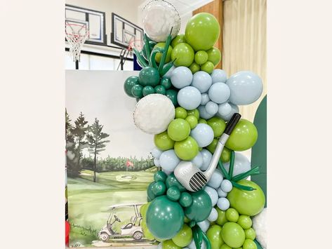 Masters Theme Balloon Arch, Golf Party Decor, Hole in One Balloon Garland, First Birthday Decorations, for Tee Birthday, Masters Party - Etsy Hole In One Birthday Party, Masters Party, Golf Baby Showers, Golf Theme Party, Birthday Golf, Golf Party Decorations, Golf Birthday Party, One Balloon, Golf Party