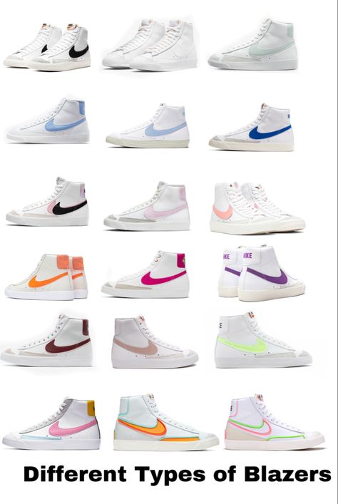 Cute Blazers Shoes, Blazers Shoes For Women Outfits, Colored Nike Blazers, Nike Shoes Women Blazer, Women Nike Blazers, Trendy Nike Shoes Blazers, Cute Shoes Blazers, Cute Blazers Nike, Blazers Nike Aesthetic