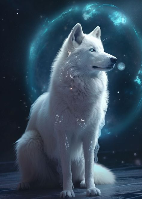 Wolf With Blue Eyes, Wolf Art Fantasy, Big Wolf, Snow Wolf, Fantasy Wolf, Wolf Pup, Spirit Animal Art, Wolf Photos, Wolf Spirit Animal