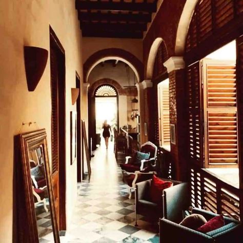 Puerto Rico House, Caribbean Architecture, Old Mansion, Old San Juan, Restaurant Owner, Moroccan Tiles, San Juan Puerto Rico, Spanish Colonial, Marble Floor