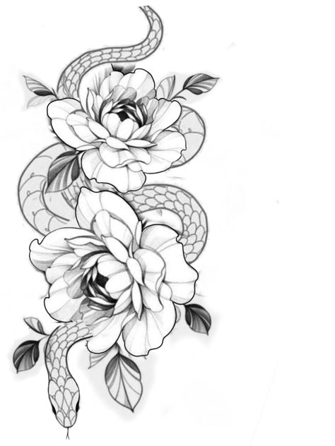 Tattoo Inspo Women, Feminine Snake Tattoo, Feminine Tattoo Designs, Snake And Flowers Tattoo, Snake And Flowers, Tattoo Designs With Meaning, Designs With Meaning, Cute Thigh Tattoos, Cobra Tattoo