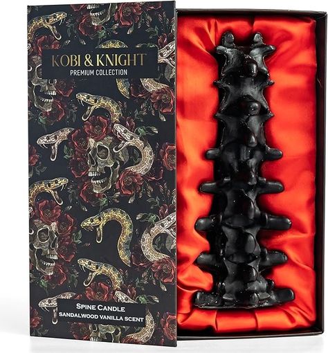 Amazon.com: Kobi & Knight Spine Candle - Sandalwood Vanilla Scented Creepy Candles for Gothic Decor Gift - Black Spooky Vertebra Candle - Goth Decoration for Halloween - Large 8" Witchy Candle : Home & Kitchen Gifts For Goths, Modern Goth Home Decor, Dark Academia House Interior, Gothic Home Decor Modern, Goth House Interior, Elegant Gothic Decor, Whimsical Gothic Decor, Weird Room Decor, Boho Goth Decor