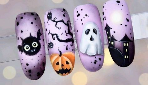 Hawaiian Nails, Nail Halloween, Funky Nail Designs, Holloween Nails, Spooky Nails, Cute Halloween Nails, Halloween Acrylic Nails, Fancy Nails Designs, October Nails