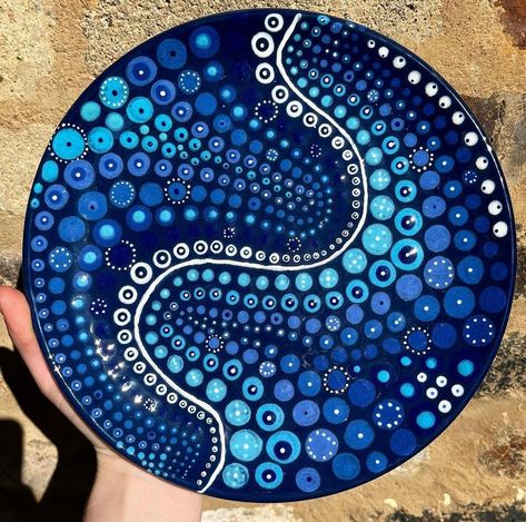 Some dot art inspiration for your timeline!🫐 #ceramics #ceramicpainting #ceramicart #pottery #potterypainting #art #glazedpottery #painting #dots #dotart #mandala Pottery Painting Mandala, Pottery Painting Dots, Dotted Pottery, Clay Painting, Blue Clay, Wrong Time, Ceramics Pottery Art, Mandala Dots, Ceramics Pottery