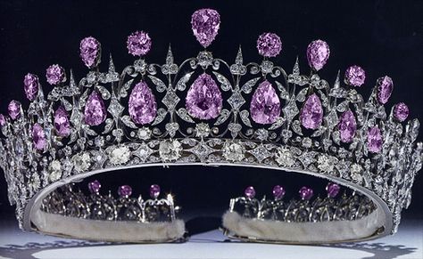 The Fife Tiara, with alternating amethyst stones.....Uploaded by www.1stand2ndtimearound.etsy.com                                                                                                                                                     More Fife Tiara, Tiara Pictures, British Crown Jewels, Royal Crown Jewels, Royal Jewellery, Princess Louise, Royal Crowns, Royal Tiaras, Beautiful Tiaras