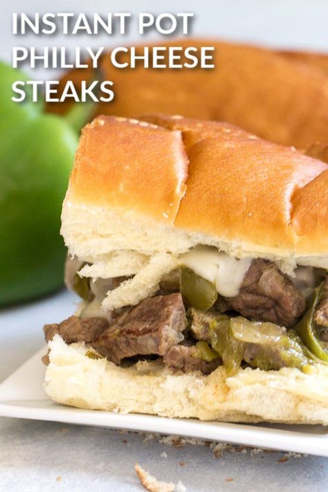 Instant Pot Philly Cheese Steak Sandwiches | Six Sisters' Stuff Did you know you could make Philly Cheese Steak Sandwiches in your Instant Pot? These cook in 8 minutes and taste just like your favorite sandwich shop! #instantpot #cheesesteak Instant Pot Philly Cheese Steak, Philly Cheese Steak Sandwich Recipe, Cheese Steak Sandwich Recipe, Beef Round Steak, Philly Cheese Steak Sandwich, Steak Sandwich Recipes, Steak Sandwiches, Beef Round, Cheese Steak Sandwich