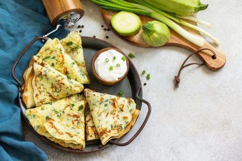 Fit Fixins: Zucchini Crepe Quesadillas | Nicole Wilkins Coconut Granola Recipe, Savory Quinoa, Quinoa Pancakes, Banana Blueberry Pancakes, Zucchini Ravioli, Healthy Pancake, Zucchini Pancakes, Healthy Pancake Recipes, Pancake Recipes