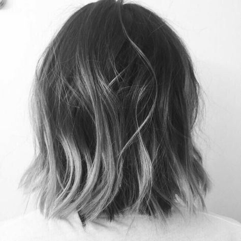 Textured Lob Haircut, Haircut Lob, Charcoal Hair, Grey Ombre Hair, Textured Lob, Short Ombre Hair, Going Grey, Hair Streaks, Lob Haircut