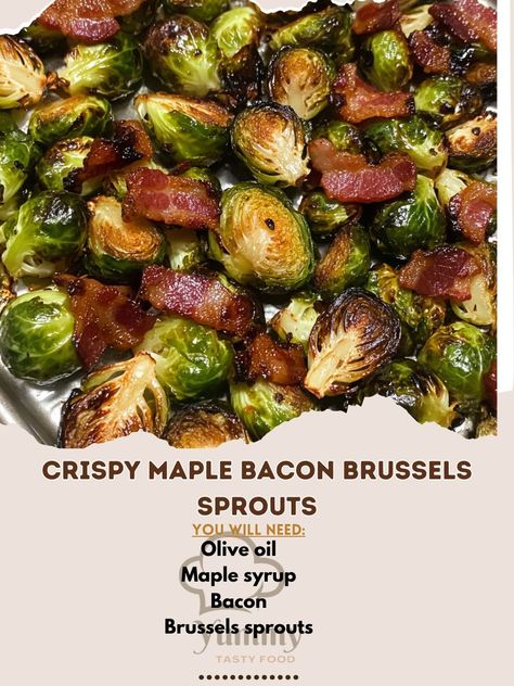 🥓🍂 Crispy Maple Bacon Brussels Sprouts—These crispy Brussels sprouts with a sweet maple bacon glaze are the ultimate fall side dish. 🍁🥦 #BrusselsSprouts #FallSides Crispy Maple Bacon Brussels Sprouts Ingredients: Brussels sprouts (1 lb, trimmed and halved) Bacon (6 strips, chopped) Maple syrup (1/4 cup) Olive oil (2 tbsp) Salt (1/2 tsp) Black pepper (1/4 tsp) Instructions: Preheat oven to 425°F (220°C). Line a baking sheet with foil. Cook bacon in a pan until crispy. Remove and drain on p... Bacon Glaze, Bacon Brussels Sprouts, Crispy Brussels Sprouts, Fall Sides, Autumn Side Dishes, Maple Bacon, Delicious Cookie Recipes, Healthy Sides, Best Cookie Recipes