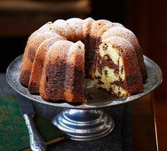 Great British Bake Off's Ruby Tandoh creates a two-tone decorative sponge ring. Pick a patterned bundt cake tin for an extra-special finish Bundt Cake Recipes, Savory Cakes, Marble Cake Recipes, Chocolate Bundt Cake, Bbc Good Food, British Bake Off, Chocolate Almond, Great British Bake Off, Marble Cake