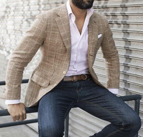 Masculine Contemporary, Mens Business Casual, Plaid Suit Jacket, Blazer Outfits Men, Mens Business Casual Outfits, Jeans Blazer, Blazer Casual, Man Blazer, Mens Fashion Blazer