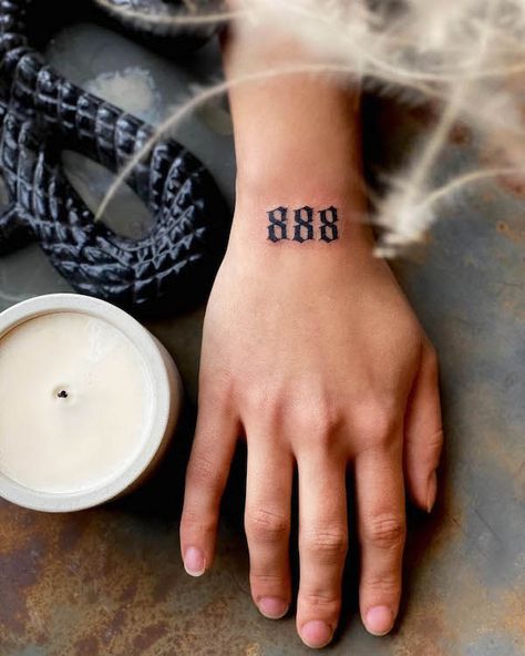 888 Angel Number Tattoo, 888 Tattoo, 888 Angel Number, Number Tattoo Fonts, Angel Number Tattoo, 888 Angel, Cute Tattoos On Wrist, Number Tattoo, Number Tattoos