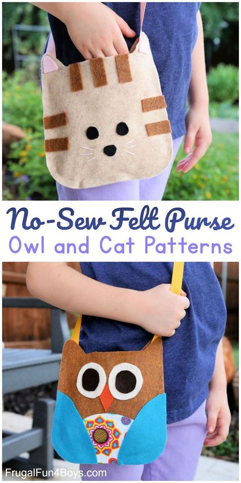 Felt Crafts Kids, Sew Felt, Owl Purse, Cat Patterns, Felt Owls, Felt Crafts Patterns, Felt Owl, Felt Crafts Diy, Felt Craft