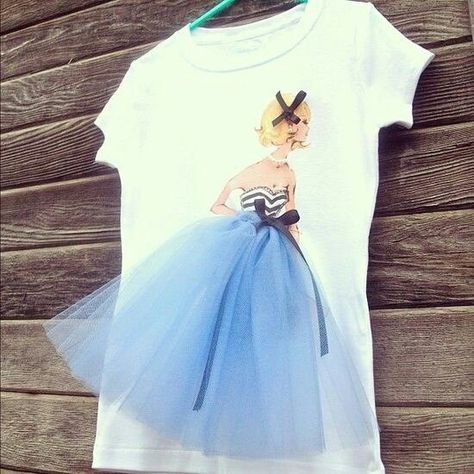 Pola Top, Trash To Couture, Barbie Images, Barbie Diy, Kids Fun, Diy Shirt, T Shirt Diy, Tutu Skirt, Vintage Barbie