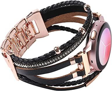 Posh Leather 20mm Watch Band for Samsung Galaxy Watch 4/5 Band/Active 2 Watch Bands 40mm 44mm/Galaxy Watch 5 Pro Band/Watch 3 41mm/Watch 4 Classic 42mm 46mm, Boho Bracelet Handmade Strap for Women Samsung Watch Bands, Active 2 Watch, Boho Watch, Galaxy Watch 5 Pro, Diy Galaxy, Samsung Galaxy Watch 4, Classy Yet Trendy, Galaxy Watch 5, Samsung Watch