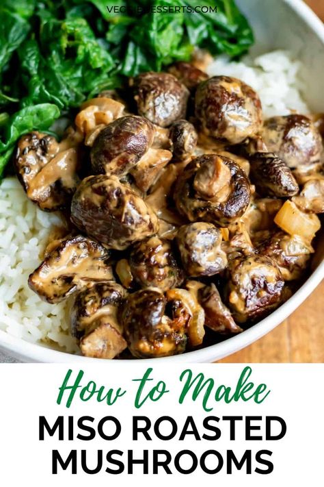 In this easy, creamy Miso Mushrooms recipe, mushrooms are roasted and tossed in a garlic miso sauce for a Japanese side dish or main meal. Miso Butter Mushrooms, Korean Mushroom Recipes, Japanese Mushroom Recipes, White Miso Recipes, Asian Mushroom Recipes, Recipes With Miso Paste, Miso Mushrooms, Miso Rice, Mushroom Miso