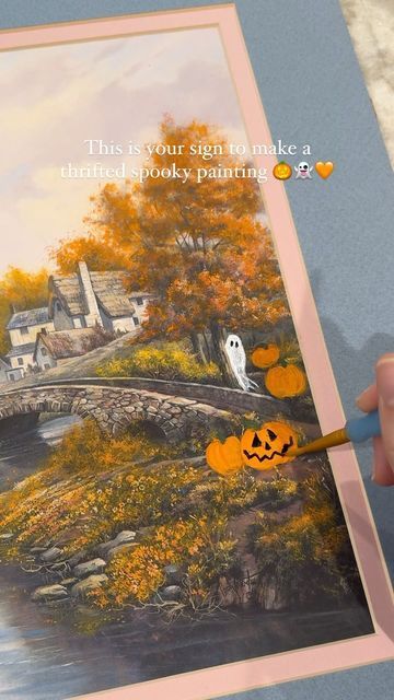 Sheri Wilson on Instagram: "Your sign to make a thrifted spooky painting!🎃👻🧡 This was the most fun I’d had in ages, I highly recommend trying for a cozy day in!  Counting down the days to start pulling out all the spooky decor 😍 when do you start decorating?   #hallowendecor #spookyseason #autumndecor #halloweenvibes #autumnaesthetic #cozyday #halloweencountdown #painting" Sheri Wilson, Diy Chocolate, Halloween Countdown, Chocolate Flowers, Cozy Day, Plastic Spoons, Halloween Painting, Spooky Decor, Candy Melts