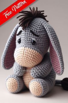 Creating an Eeyore Amigurumi, the beloved character from A.A. Milne's Winnie the Pooh series, is a delightful project for fans of crochet and classic children's literature. Winnie The Pooh Blanket Crochet, Tigger Crochet Pattern Free, Crochet Disney Blanket, Crochet Stuffy Free Pattern, Disney Crochet Patterns Free, Eeyore Amigurumi, Free Crochet Plushie Patterns, Crochet Plushies Pattern, Stuffed Gnomes