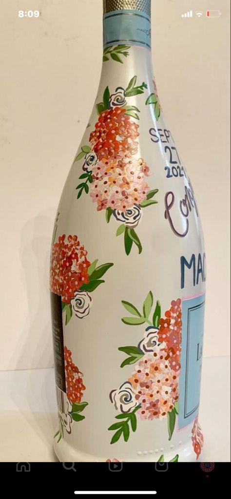 Painted Liquor Bottles, College Painted Champagne Bottle, Painted Bourbon Bottle Wedding, Boho Painted Champagne Bottle, Champagne Bottle Painting Wedding, Painted Champagne Bottle, Bachelorette Painted Champagne Bottle, Flower Painted Champagne Bottle, Wedding Champagne Bottles