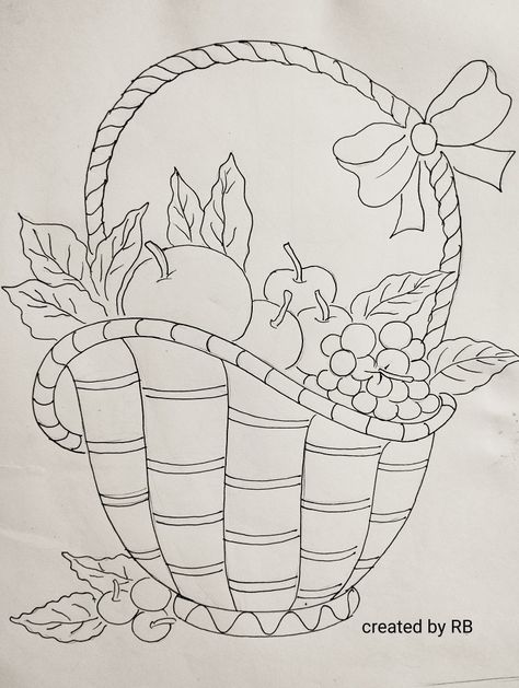 Fruit Basket Drawing Pencil, Fruit Basket Drawing For Kids, Vegetable Basket Drawing, Fruit Basket Drawing, Line Art Patterns, Cartoon Drawing For Kids, Pencil Shading Techniques, African Drawings, Easy Scenery