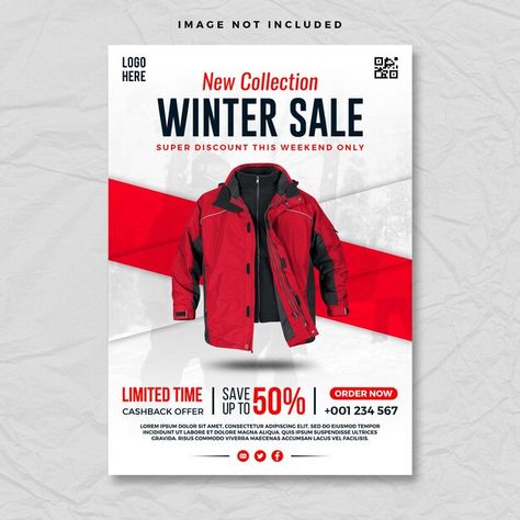 Winter sale flyer template | Premium Psd #Freepik #psd #business #sale #template #fashion Sale Poster Ideas Graphic Design, Sales Flyer Design Inspiration, Winter Poster Design, Product Flyer Design, Fashion Flyer Design, Fashion Flyer, Winter Poster, Sale Template, Flyer Design Inspiration