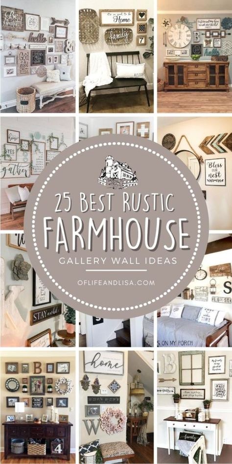 Farmhouse Family Photo Wall Display, How To Layout Pictures On A Wall, Square Gallery Wall Layout, Diy Stairway Wall Ideas, Wall Groupings Living Room, Picture Groupings On Wall Living Rooms, Four Pictures On Wall Layout, Photo Collage With Mirror, Large Family Gallery Wall