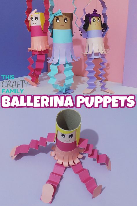 These adorable ballerina puppets are not only budget friendly they're also super easy to make and are tonnes of fun as a handmade toy for the kids to play with! # cardboardrollcrafts Ballerina Craft, Valentine Science, Ballet Crafts, Summer Crafts For Toddlers, Dancing Princess, Craft For Children, Babysitting Crafts, Puppet Craft, Dance Crafts