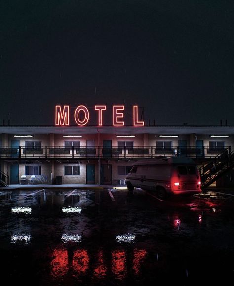 Abandoned Motel Aesthetic, Motel At Night, 80s Motel Aesthetic, Cheap Motel Aesthetic, The Housemaids Secret Book Aesthetic, First Lie Wins Aesthetic, Old Motel Aesthetic, The Housemaids Secret, Motel Aesthetics Night