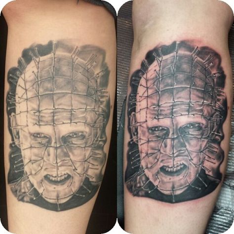 Hell Raiser Tattoo, Pin Head Hell Raiser, Pinhead Tattoo, Hell Raiser, Horror Tattoos, Clive Barker, Pin Head, Ronnie Radke, Horror Tattoo