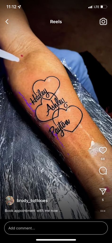 Auntie Tattoos Ideas Niece, Sister Name Tattoo Ideas, Rip Grandma Tattoos Black Women, 3 Name Tattoo Ideas, Tattoo Ideas Female For Kids, Nephew Tattoo Ideas Aunt, Niece And Nephew Tattoo Ideas For Aunt, Best Friend Tattoo Ideas Unique, Multiple Name Tattoos