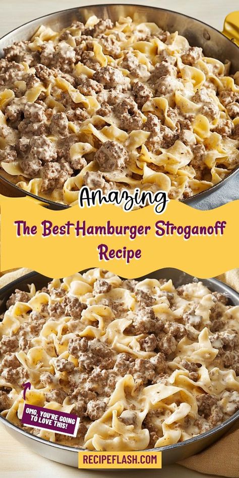 Looking for a comforting yet nutritious dinner option? This Best Hamburger Stroganoff Recipe brings together lean beef and wholesome ingredients for a delightful meal. Enjoy a delicious twist on a classic dish while maintaining your health goals. Save this recipe for a quick and healthy dinner idea! Quick Easy Supper Ideas, Hamburger Beef Stroganoff, Hamburger Recipes For Dinner, Healthy Stroganoff, Hamburger Stroganoff Recipe, Hamburger Stroganoff, Hamburger Dishes, Beef Stroganoff Easy, Ground Beef Stroganoff